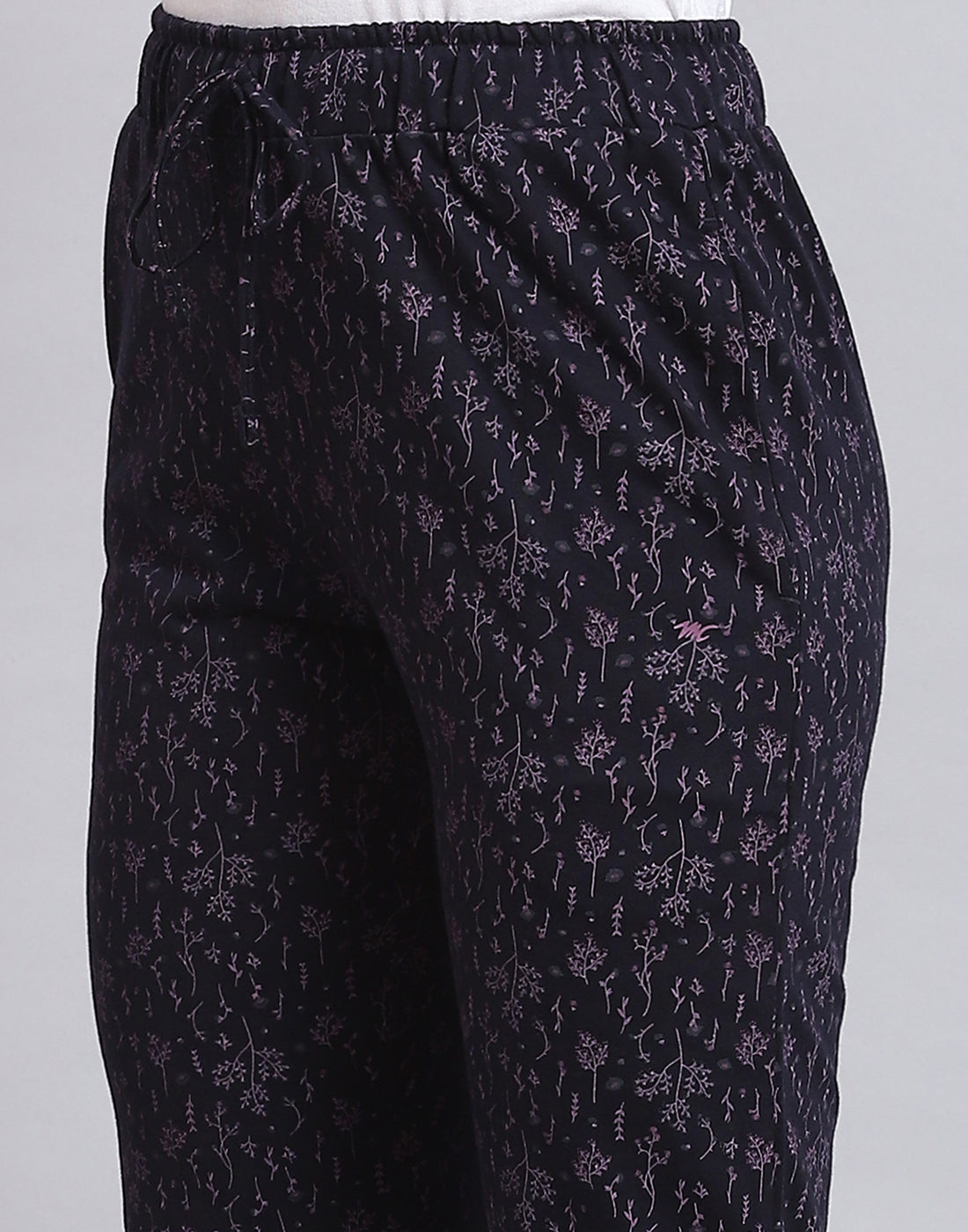 Women Navy Blue Printed Regular Fit Lower