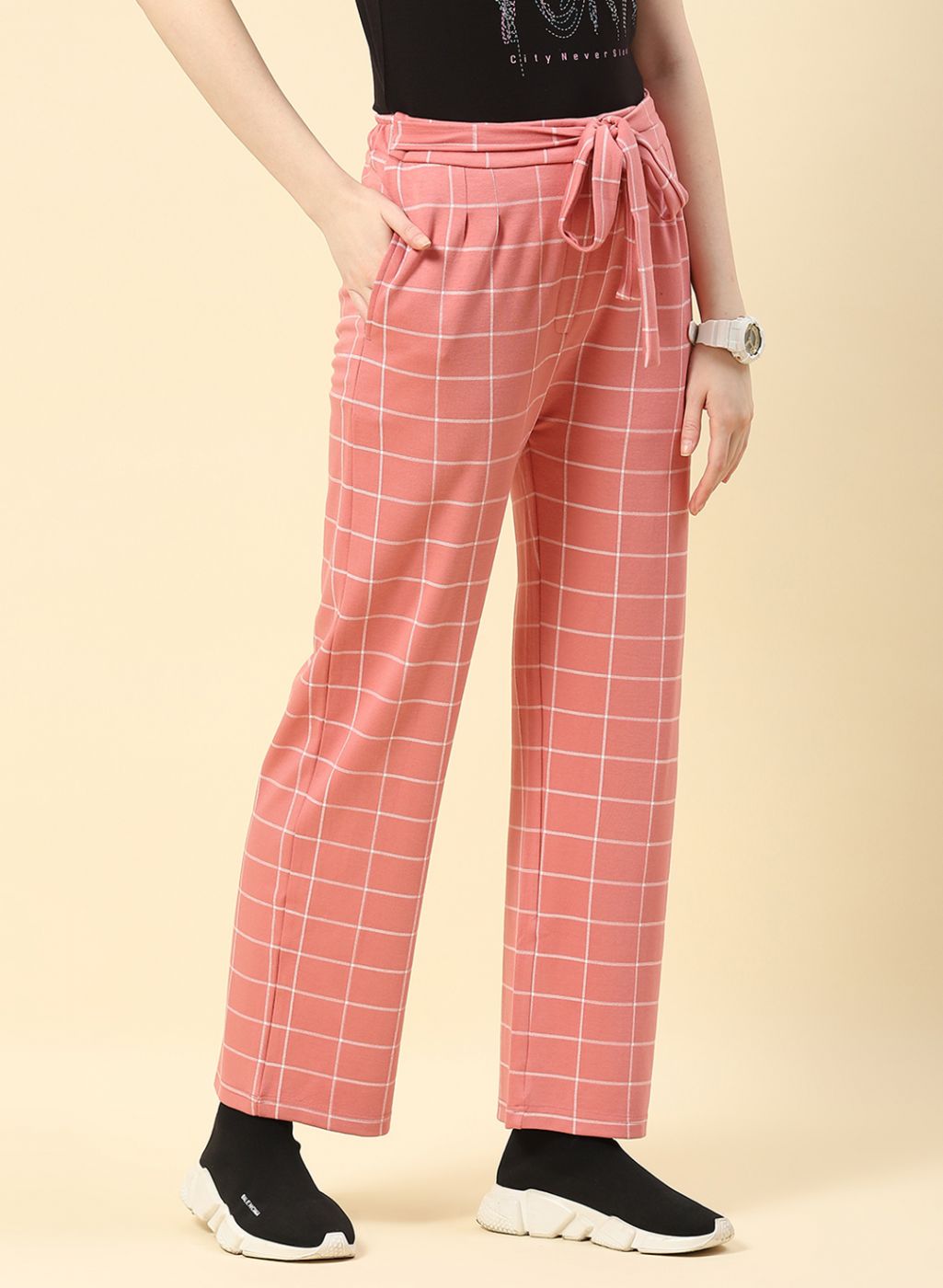 Women Pink Jaquard Plazzo