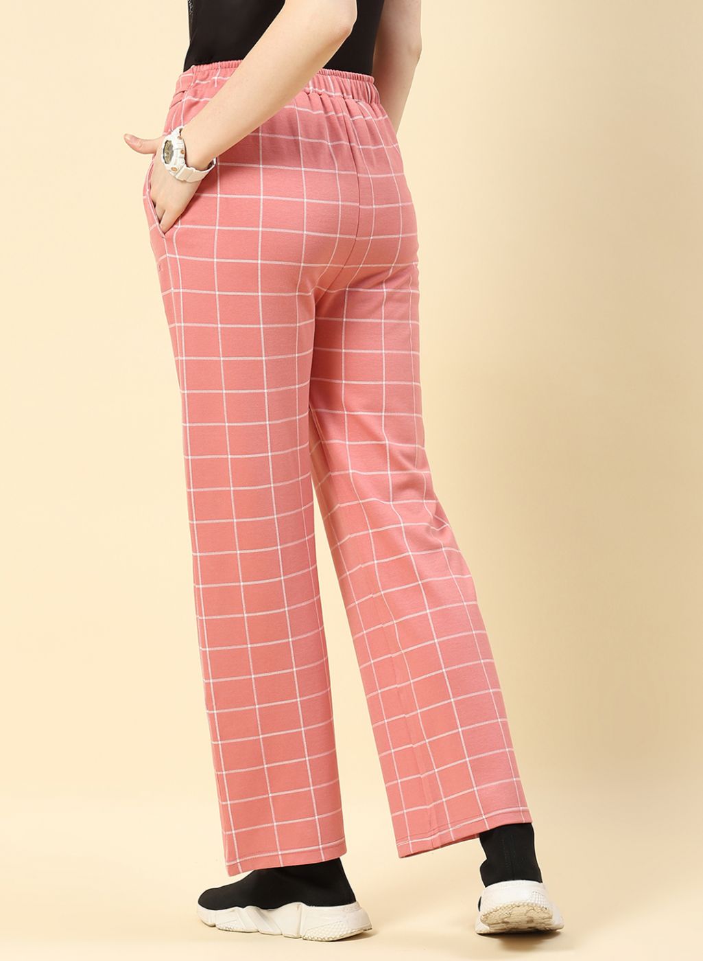 Women Pink Jaquard Plazzo