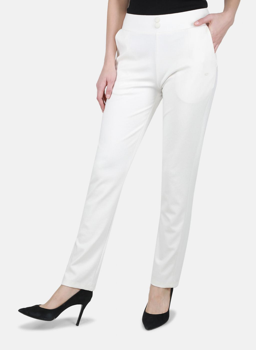 Women Cream Regular Fit Lower