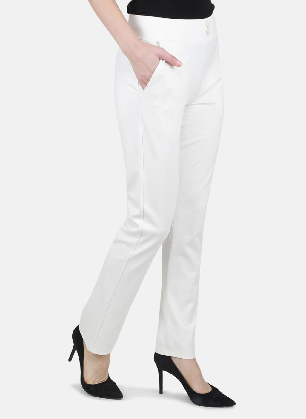 Women Cream Regular Fit Lower