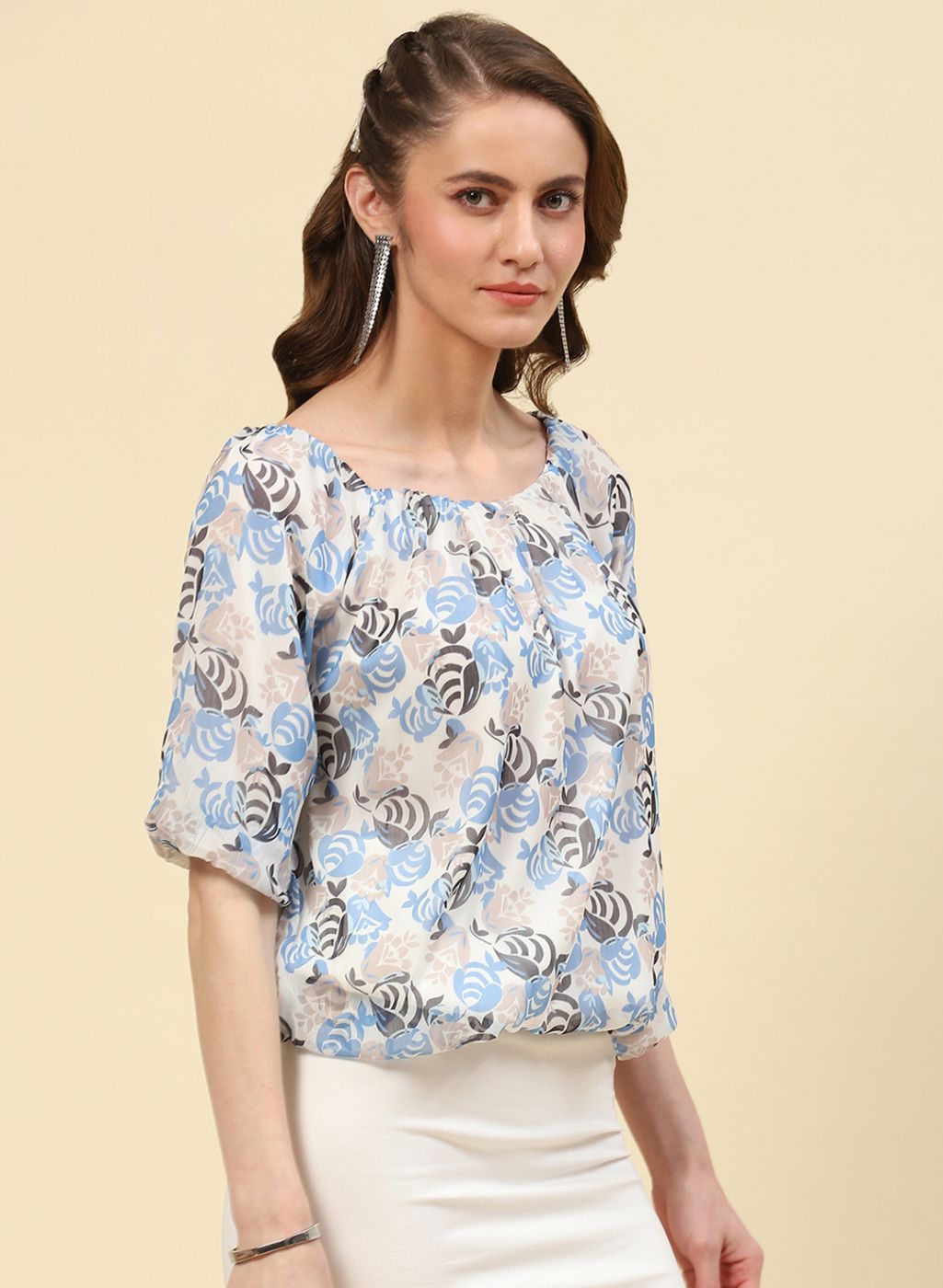 Women Blue Printed Top