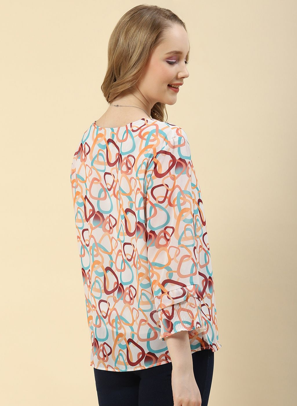 Women Peach Printed Top