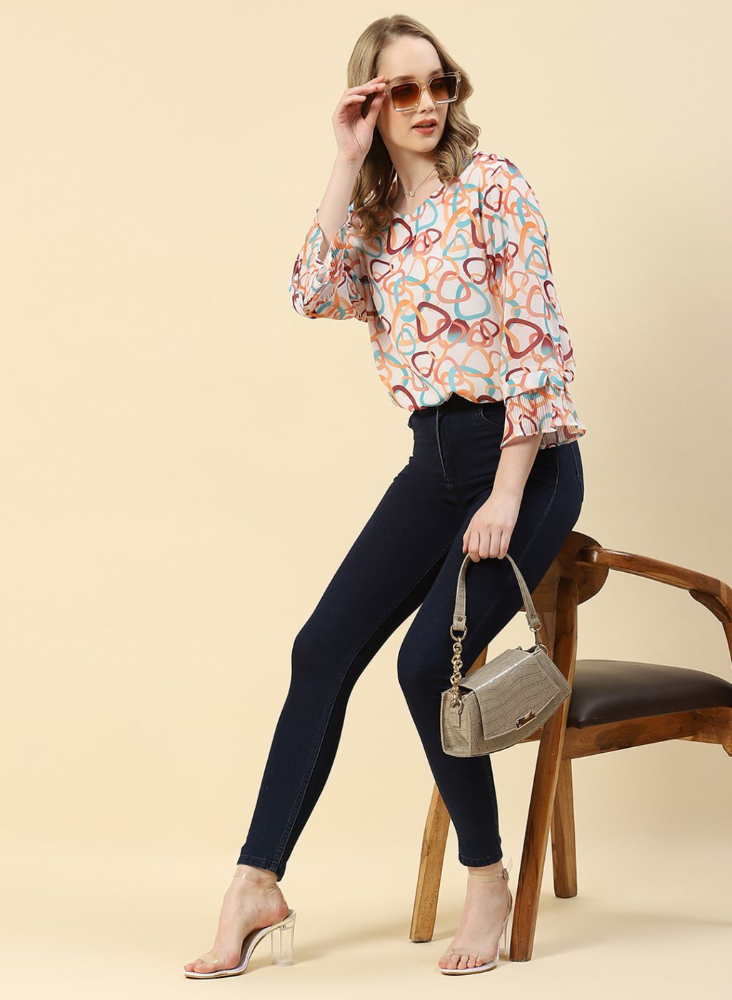 Women Peach Printed Top