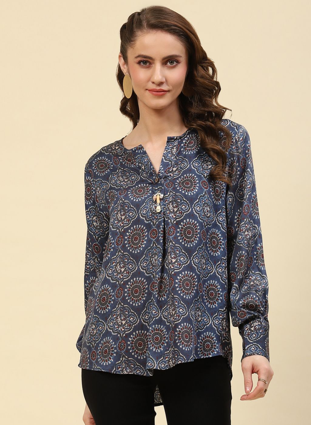 Women Blue Printed Top