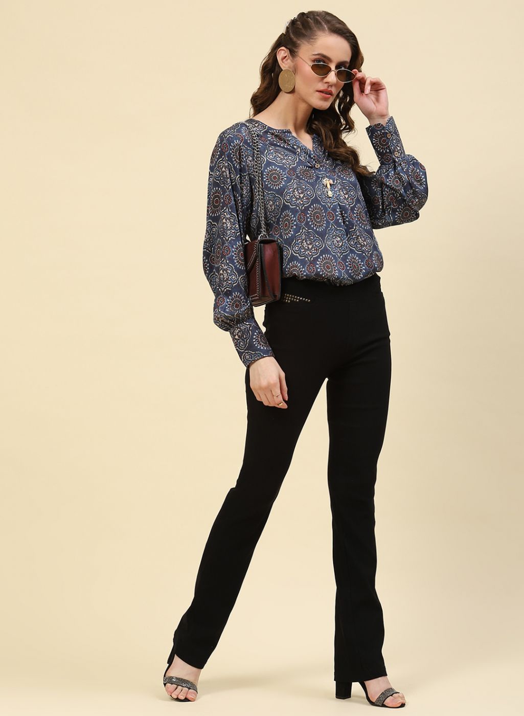 Women Blue Printed Top