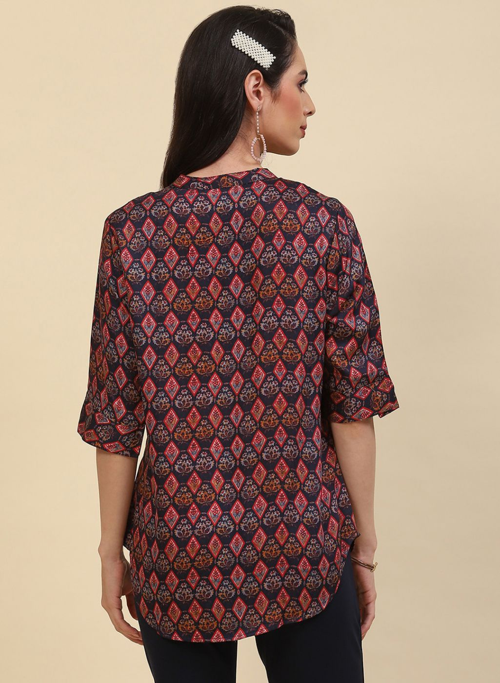 Women NAvy Blue Printed Top