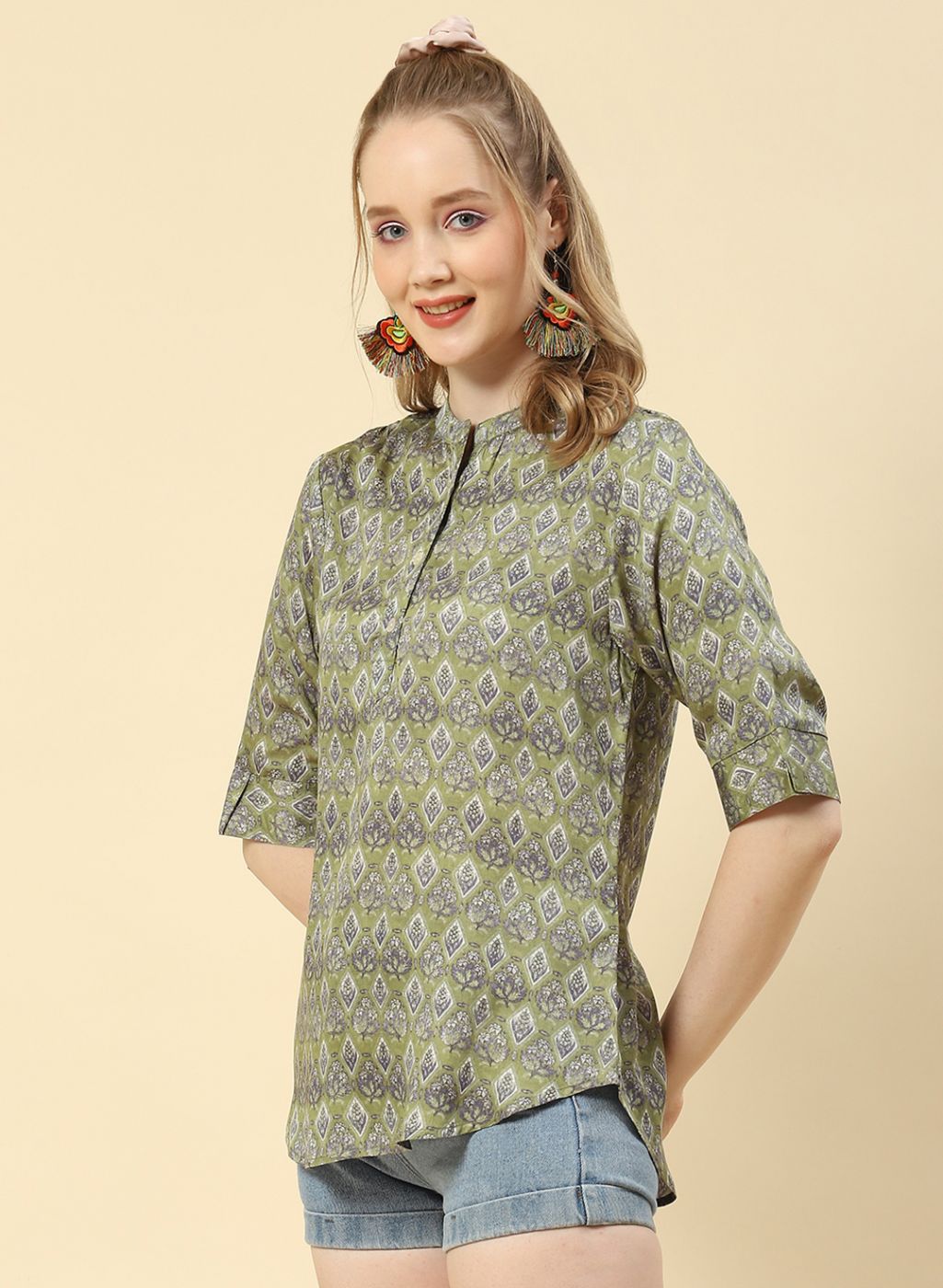 Women Green Printed Top