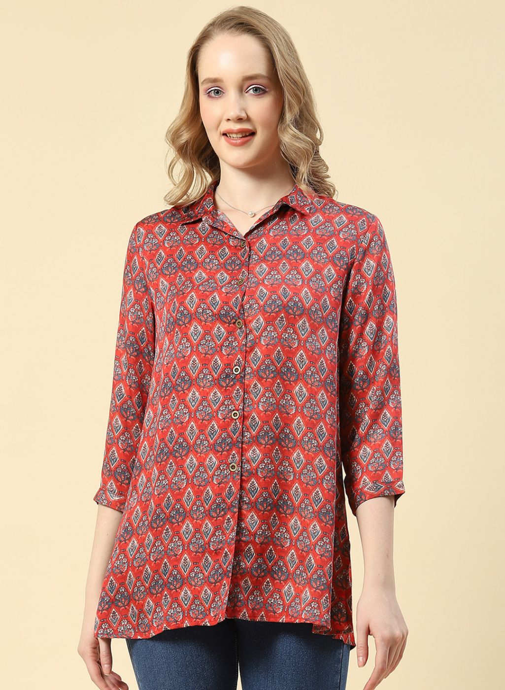 Women Red Printed Top