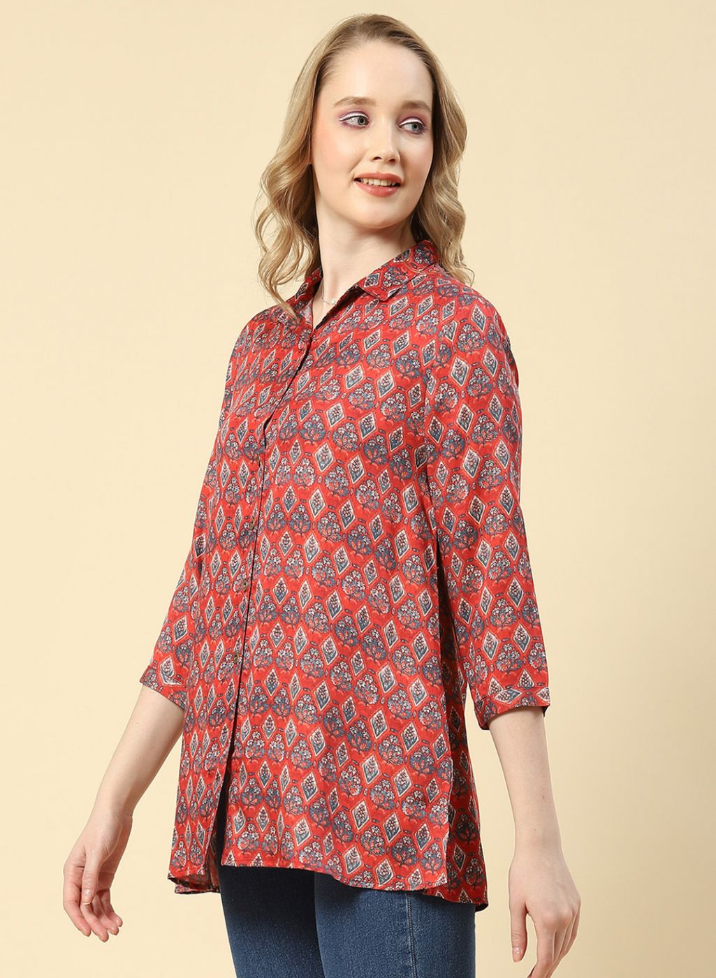 Women Red Printed Top