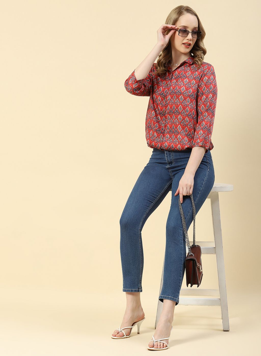 Women Red Printed Top
