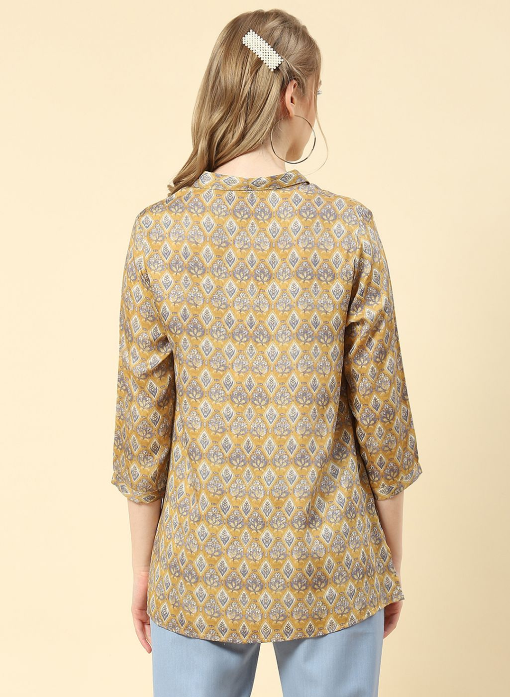 Women Yellow Printed Top