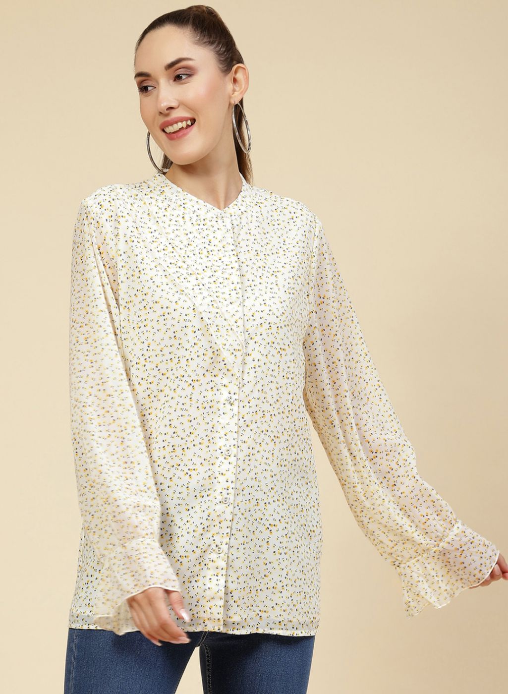 Women Yellow Printed Top