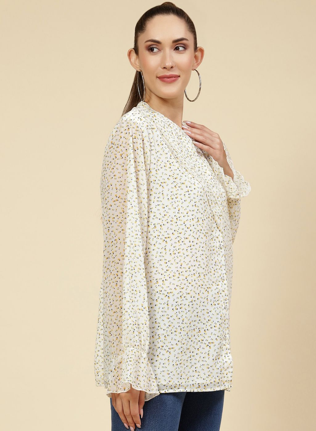 Women Yellow Printed Top