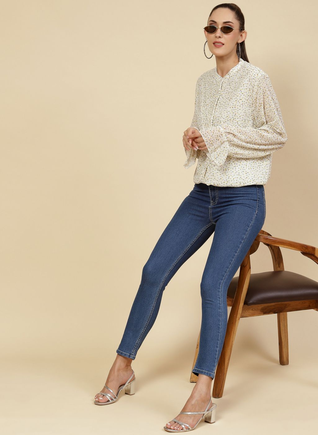 Women Yellow Printed Top