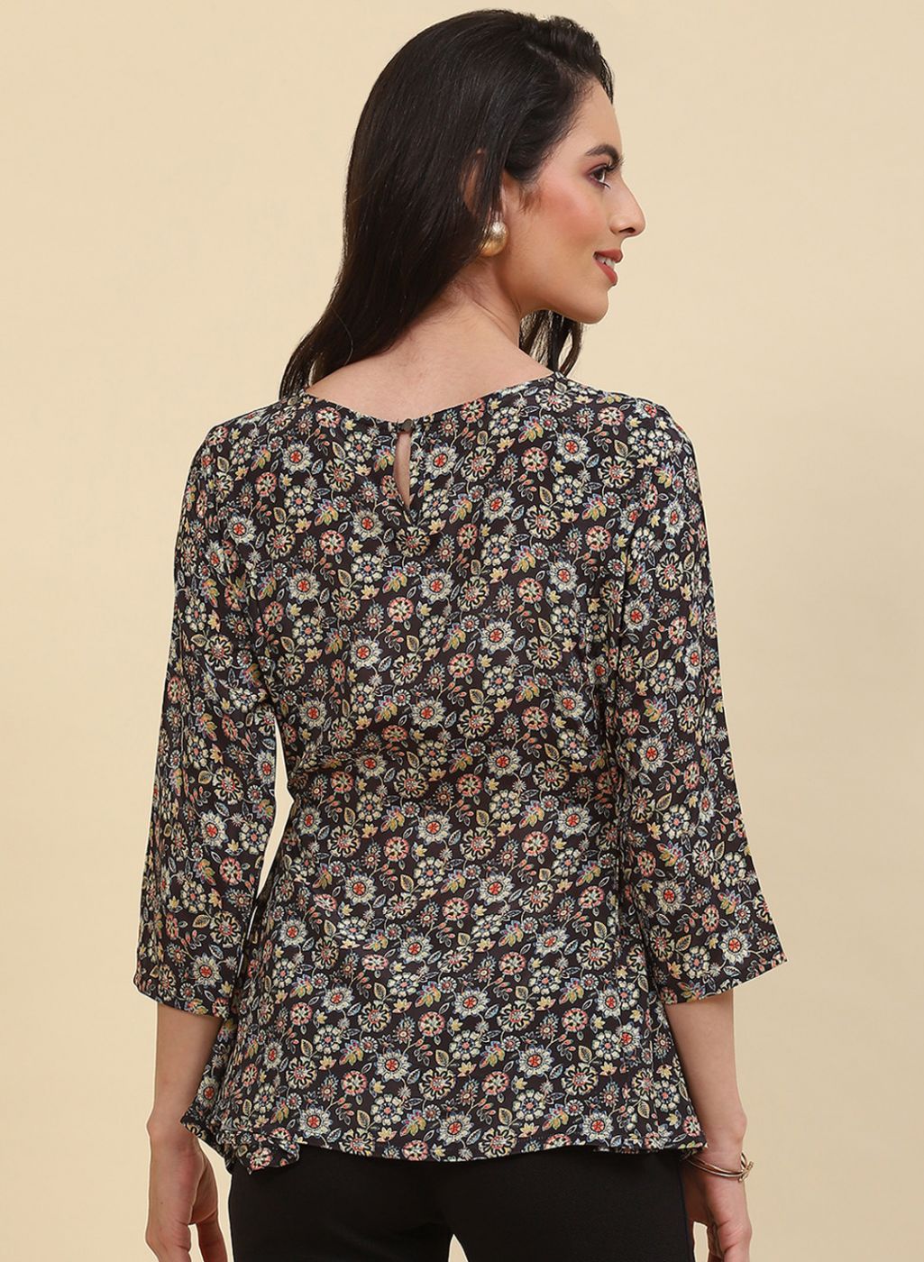 Women Black Printed Top