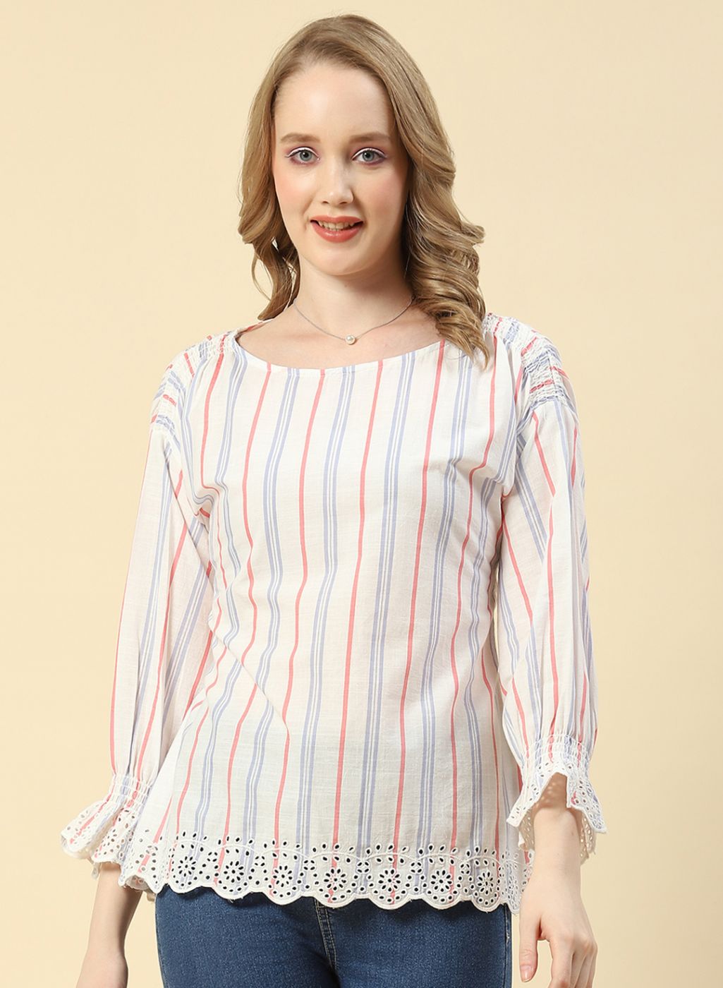 Women Blue Printed Top