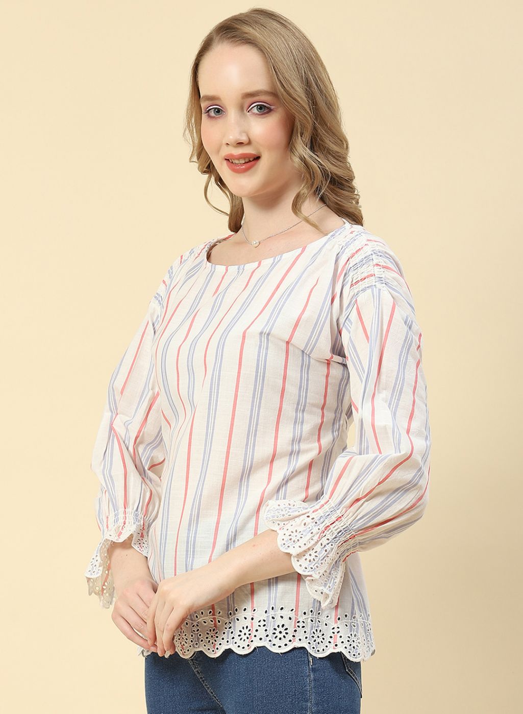 Women Blue Printed Top