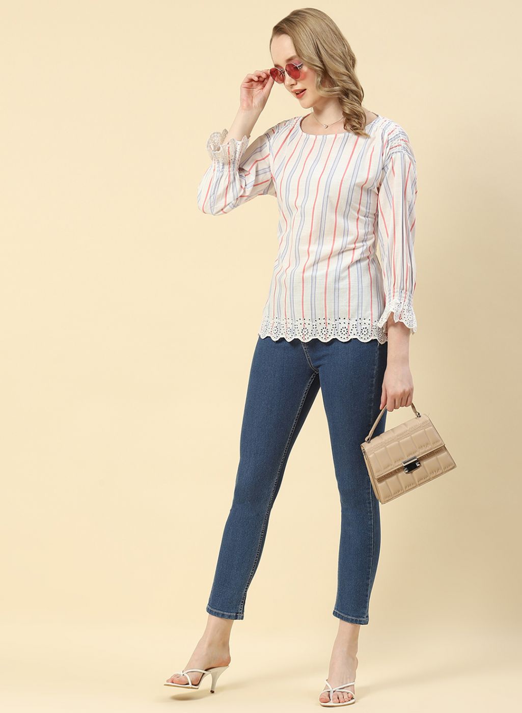 Women Blue Printed Top