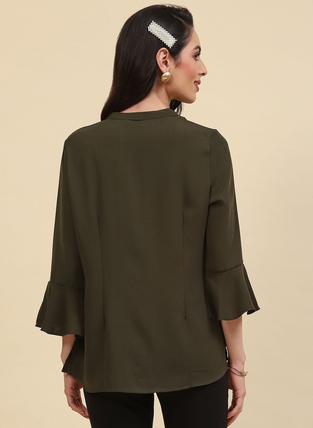 Women Olive Plain Top