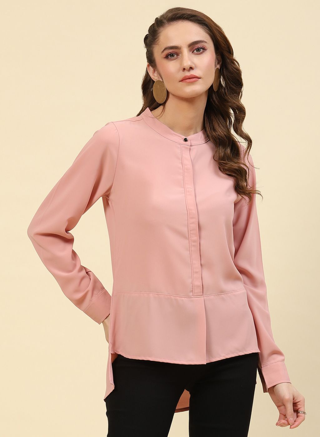 Women Pink Plain Top