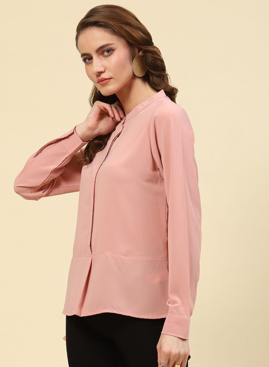Women Pink Plain Top
