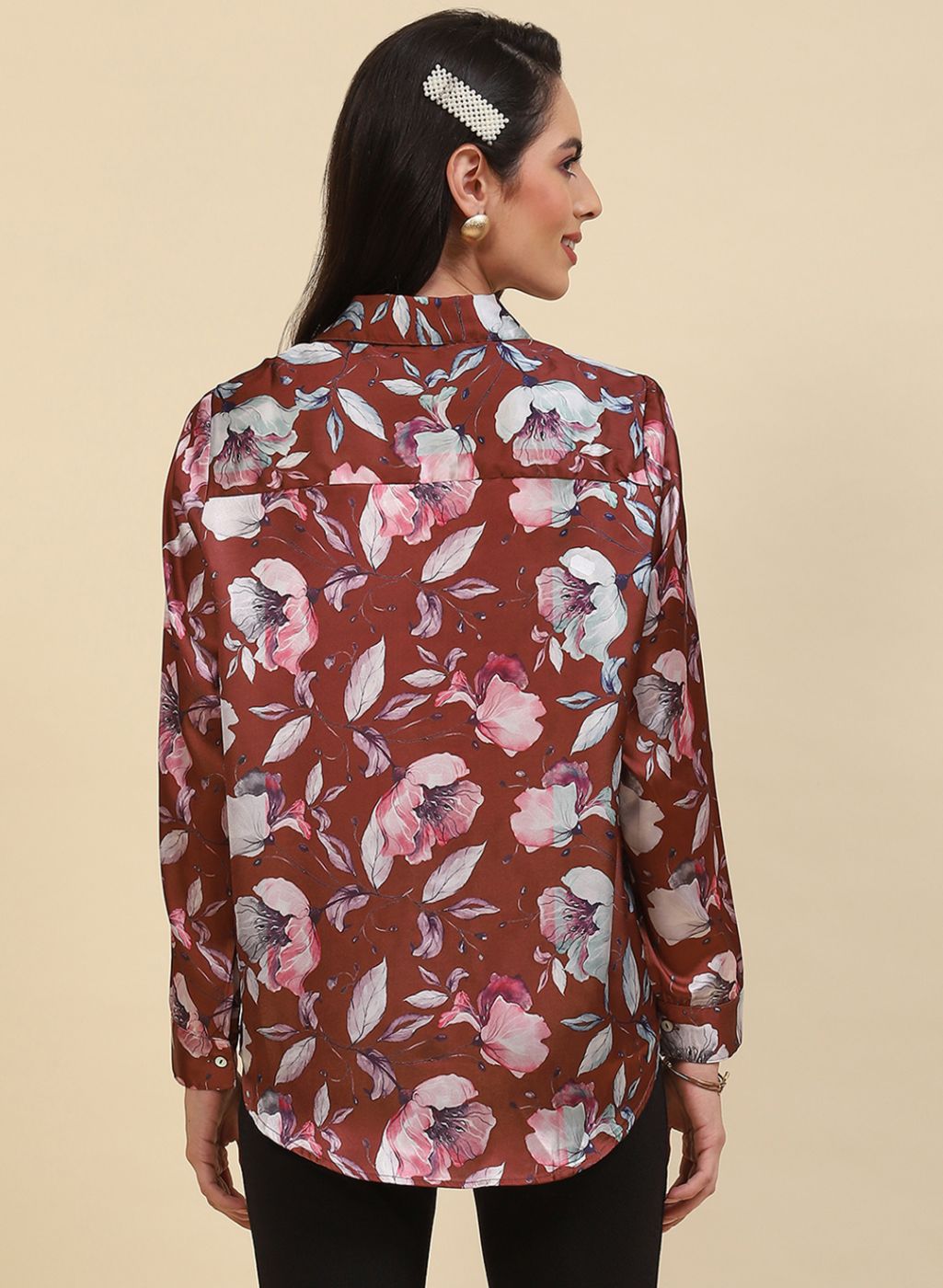 Women Rust Brown Printed Top