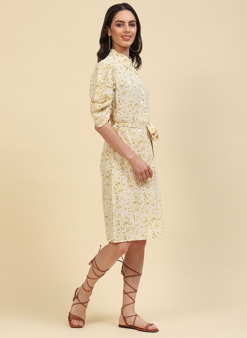 Women Yellow Printed Tunic