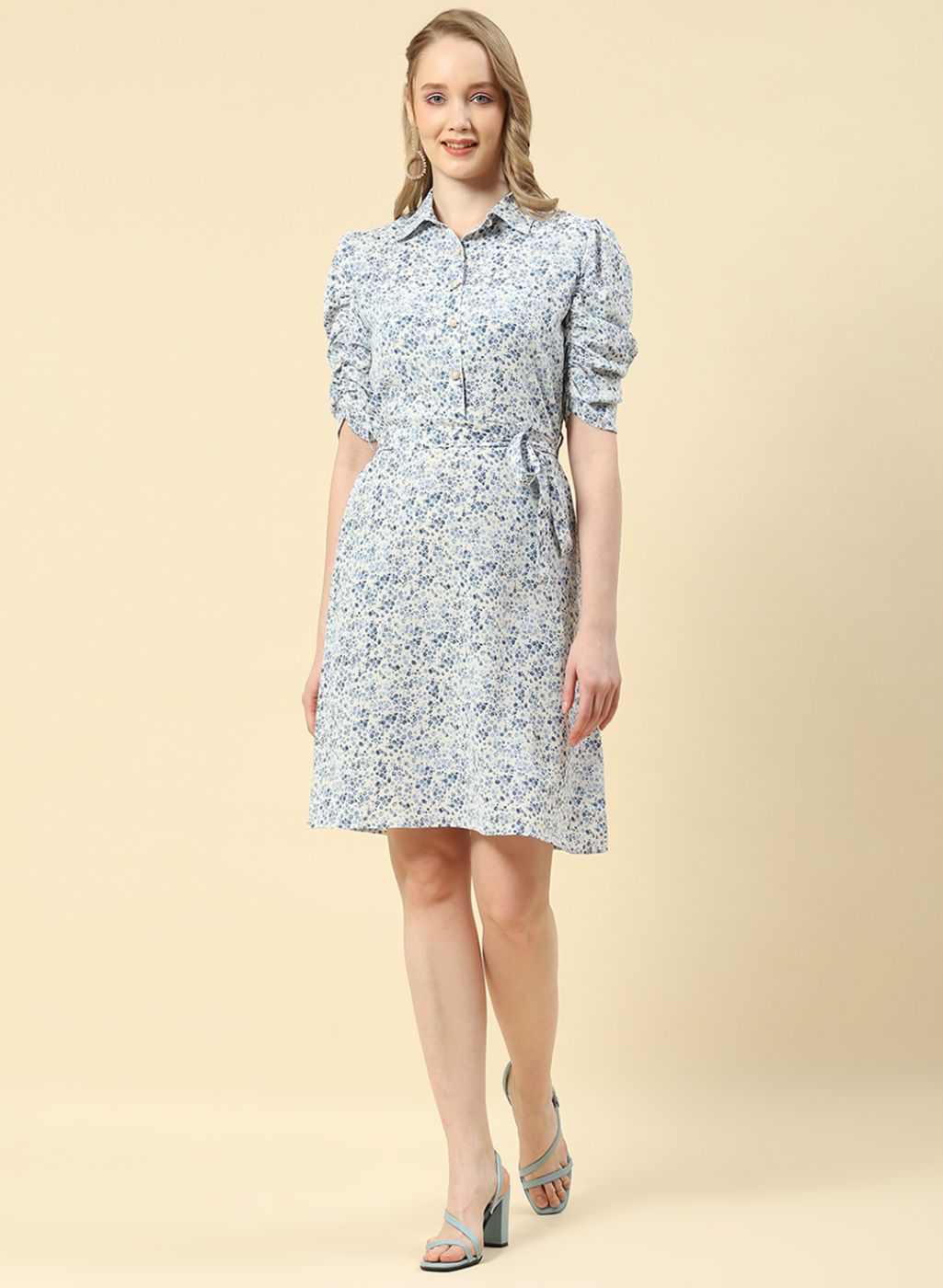 Women Blue Printed Tunic