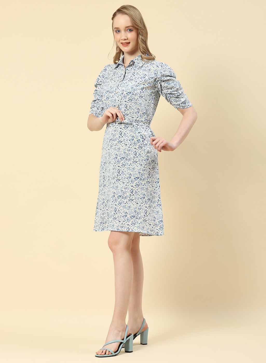 Women Blue Printed Tunic