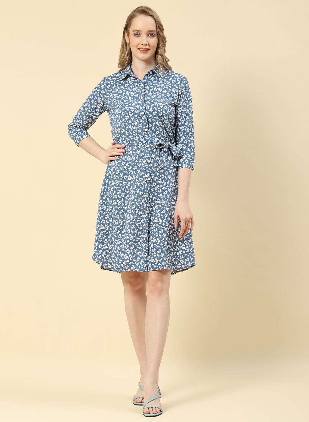 Women Blue Printed Tunic