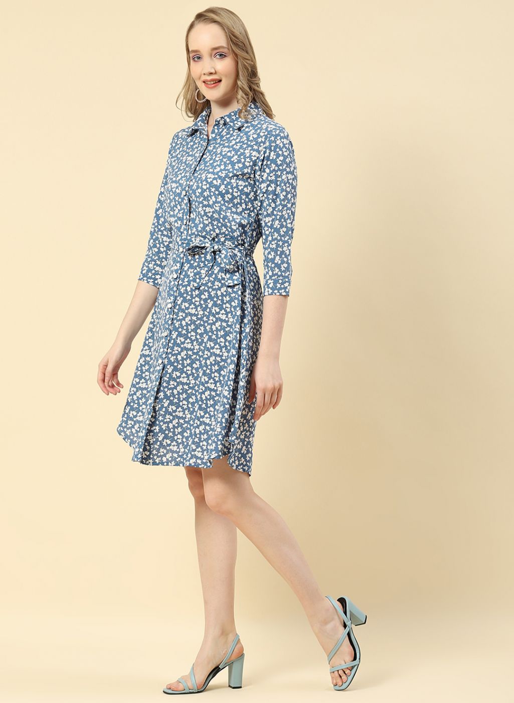 Women Blue Printed Tunic