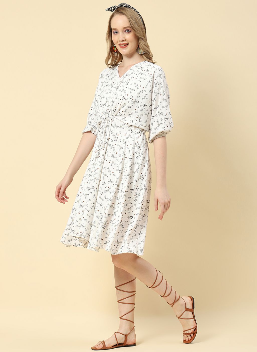 Women White Printed Tunic