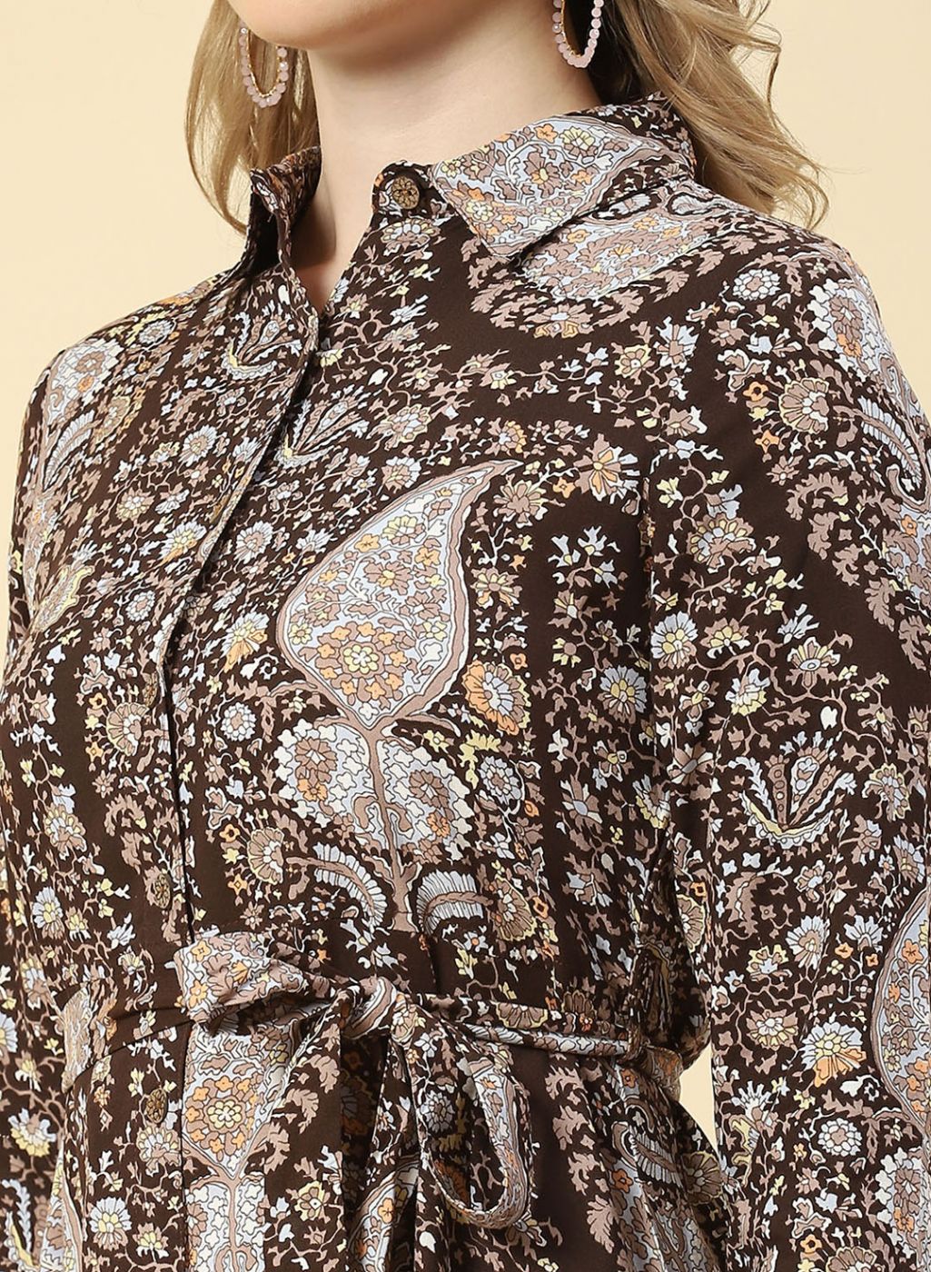 Women Brown Printed Tunic
