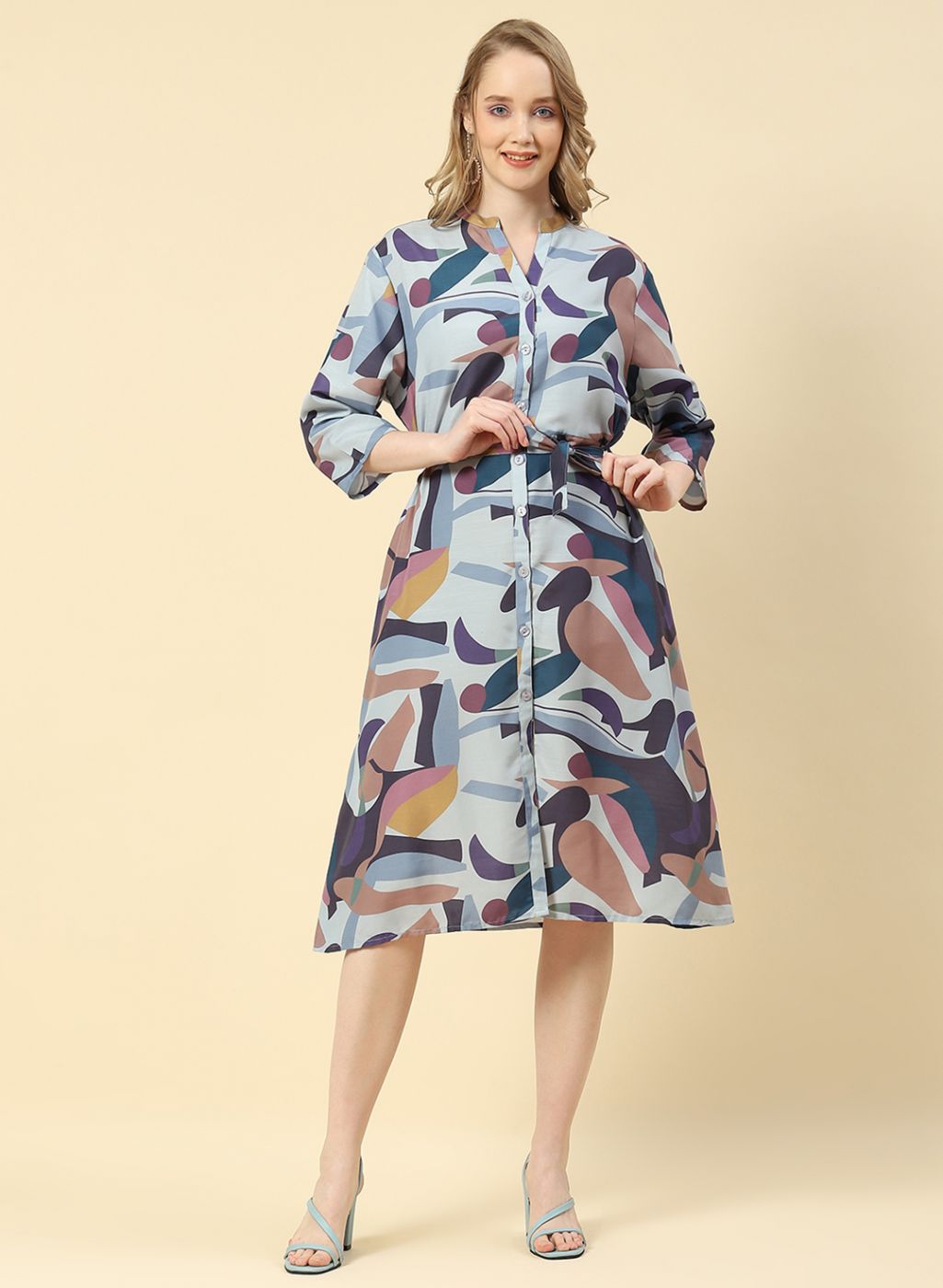 Women Blue Printed Dress