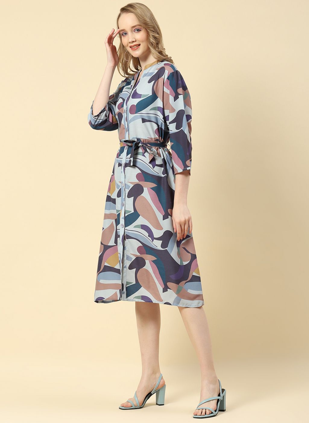 Women Blue Printed Dress