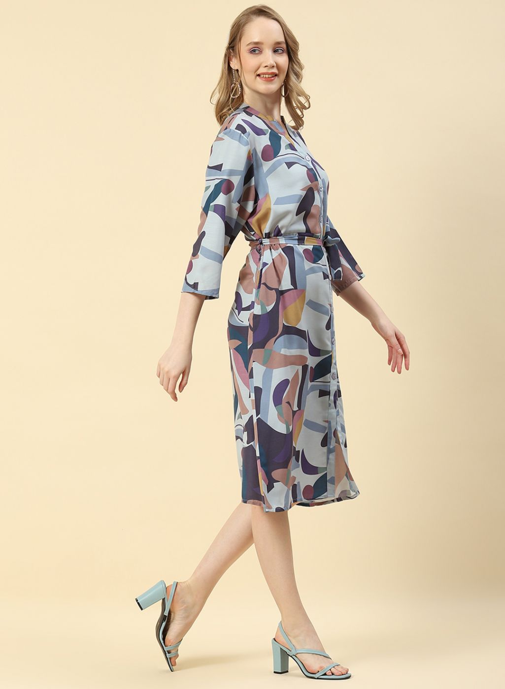 Women Blue Printed Dress