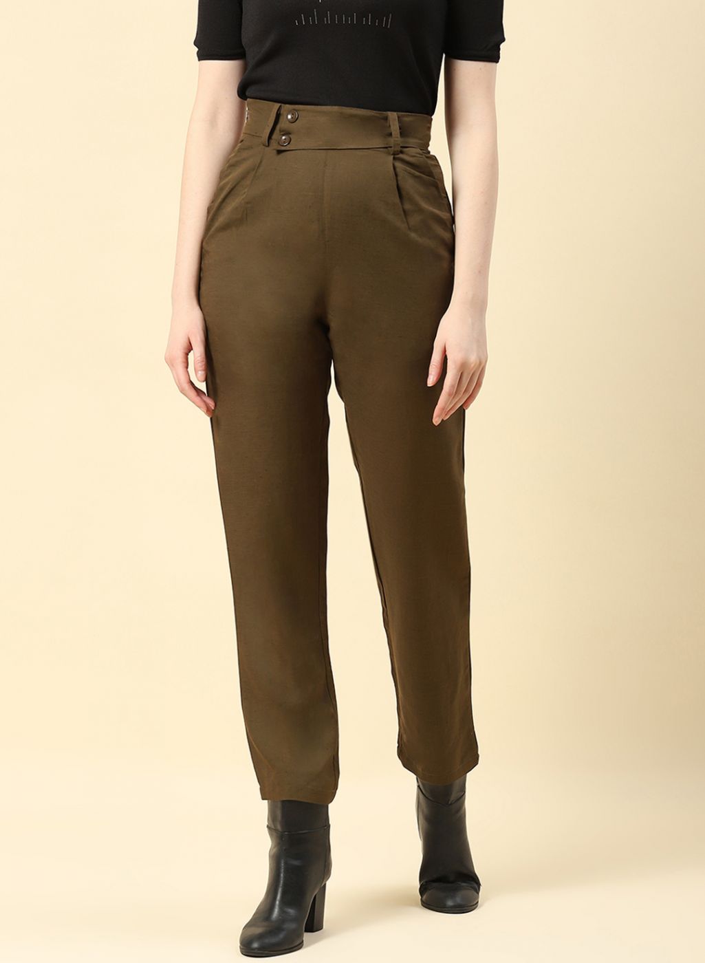 Women Olive Regular Fit Lower
