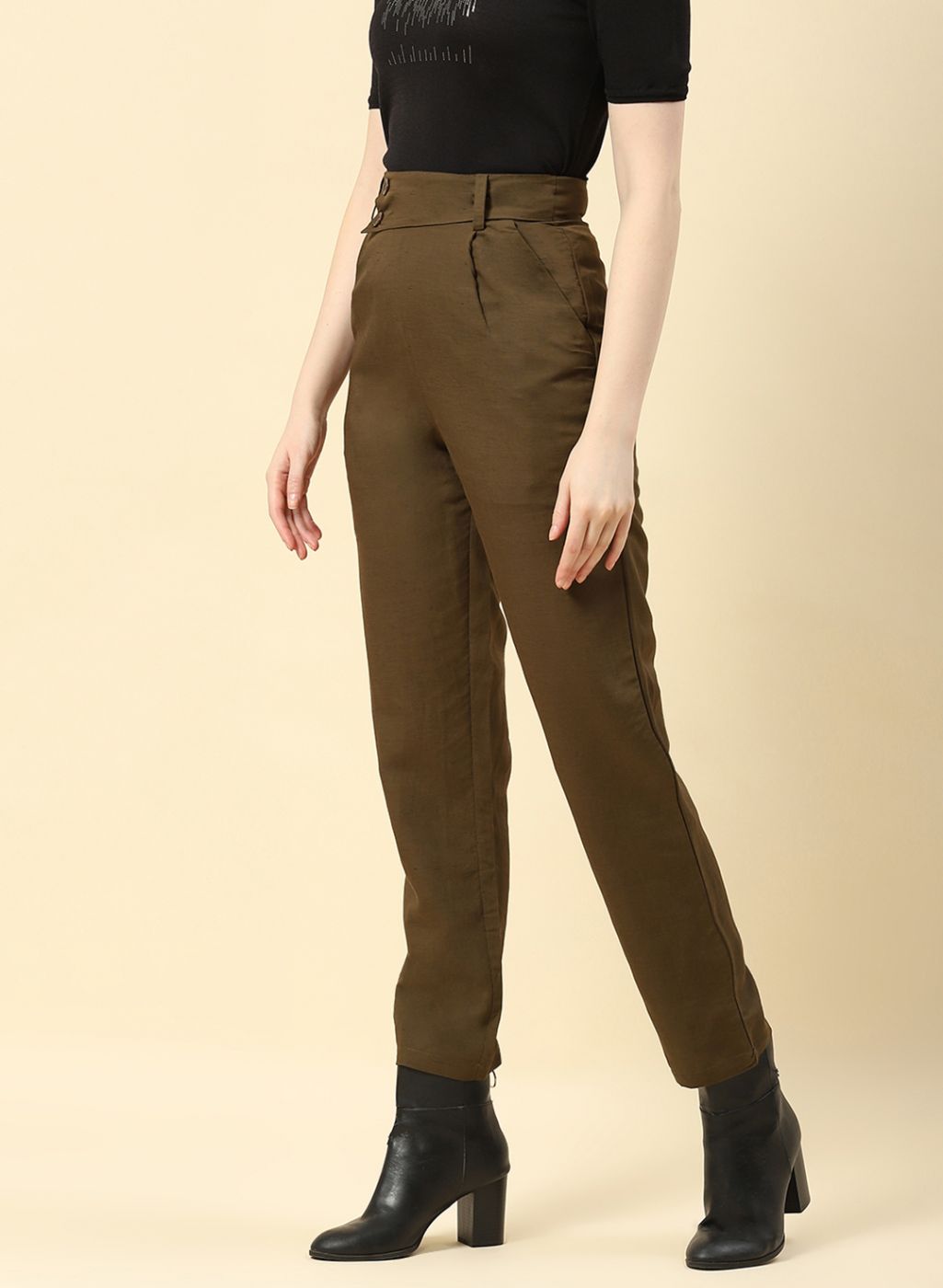 Women Olive Regular Fit Lower