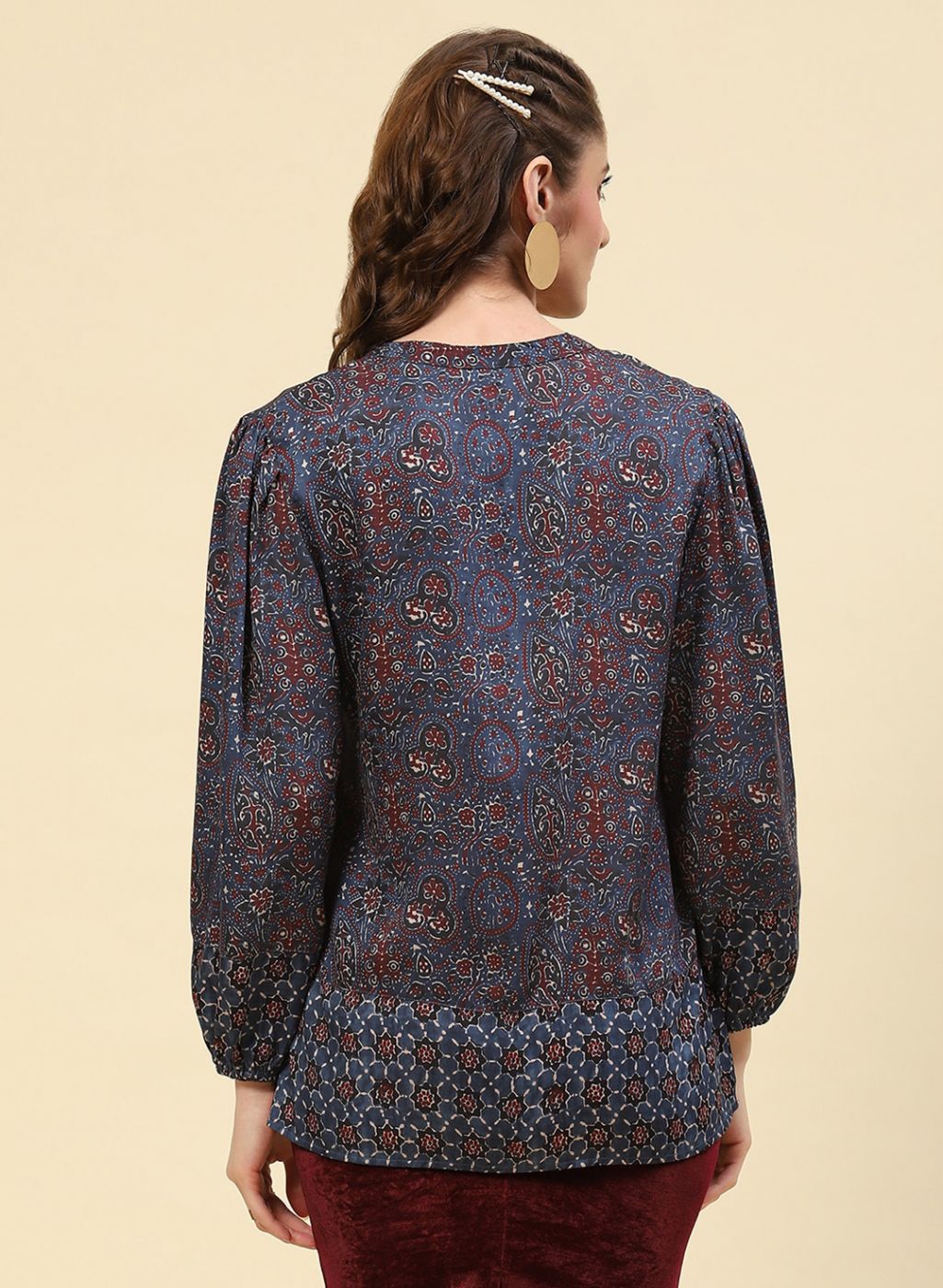 Women Blue Printed Top