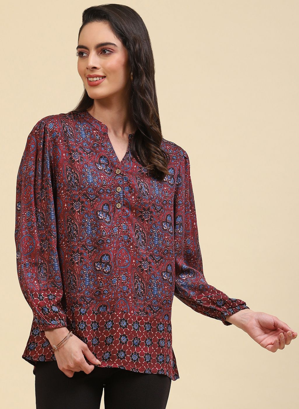 Women Maroon Printed Top