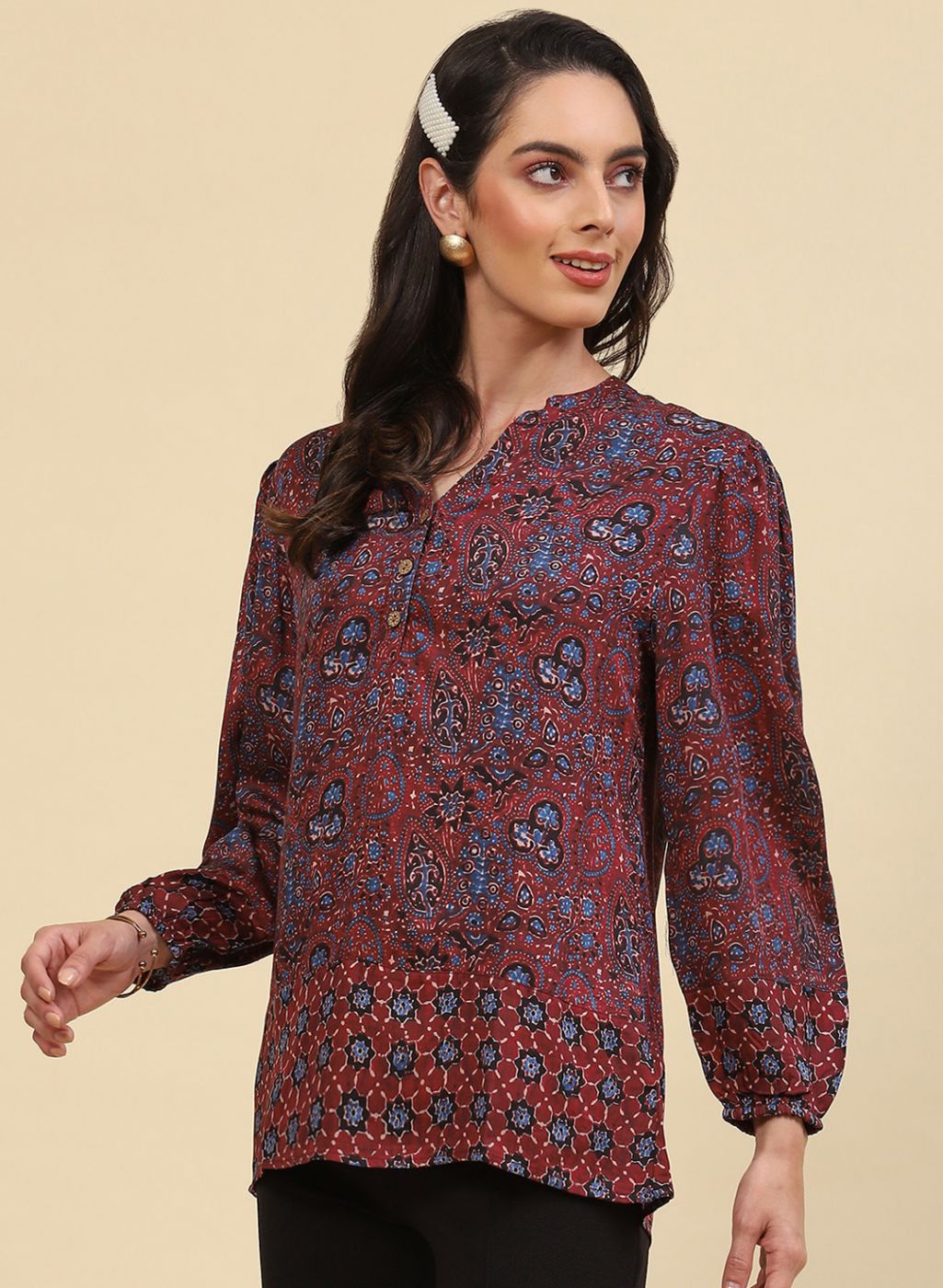Women Maroon Printed Top
