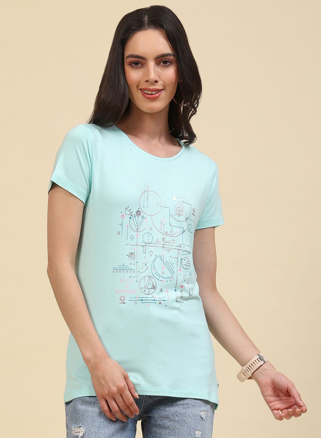 Women Blue Printed Top
