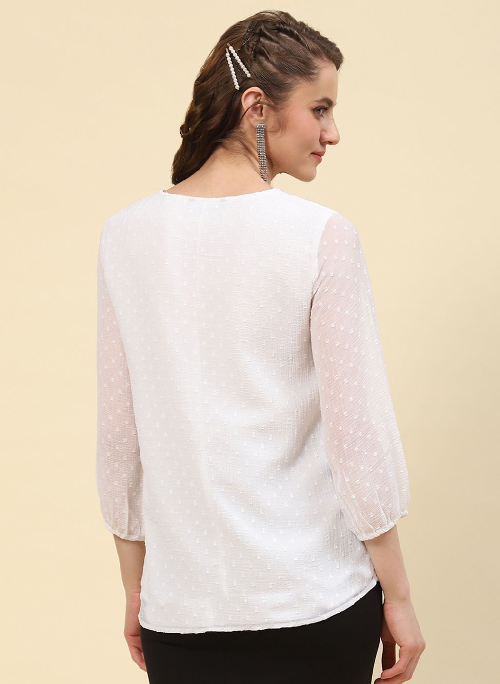 Women White Embroidered Top