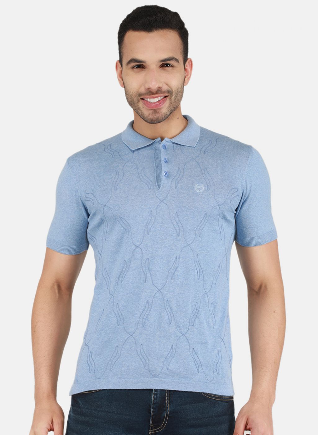 Buy Men Sky Blue Solid T-Shirt Online in India - Monte Carlo
