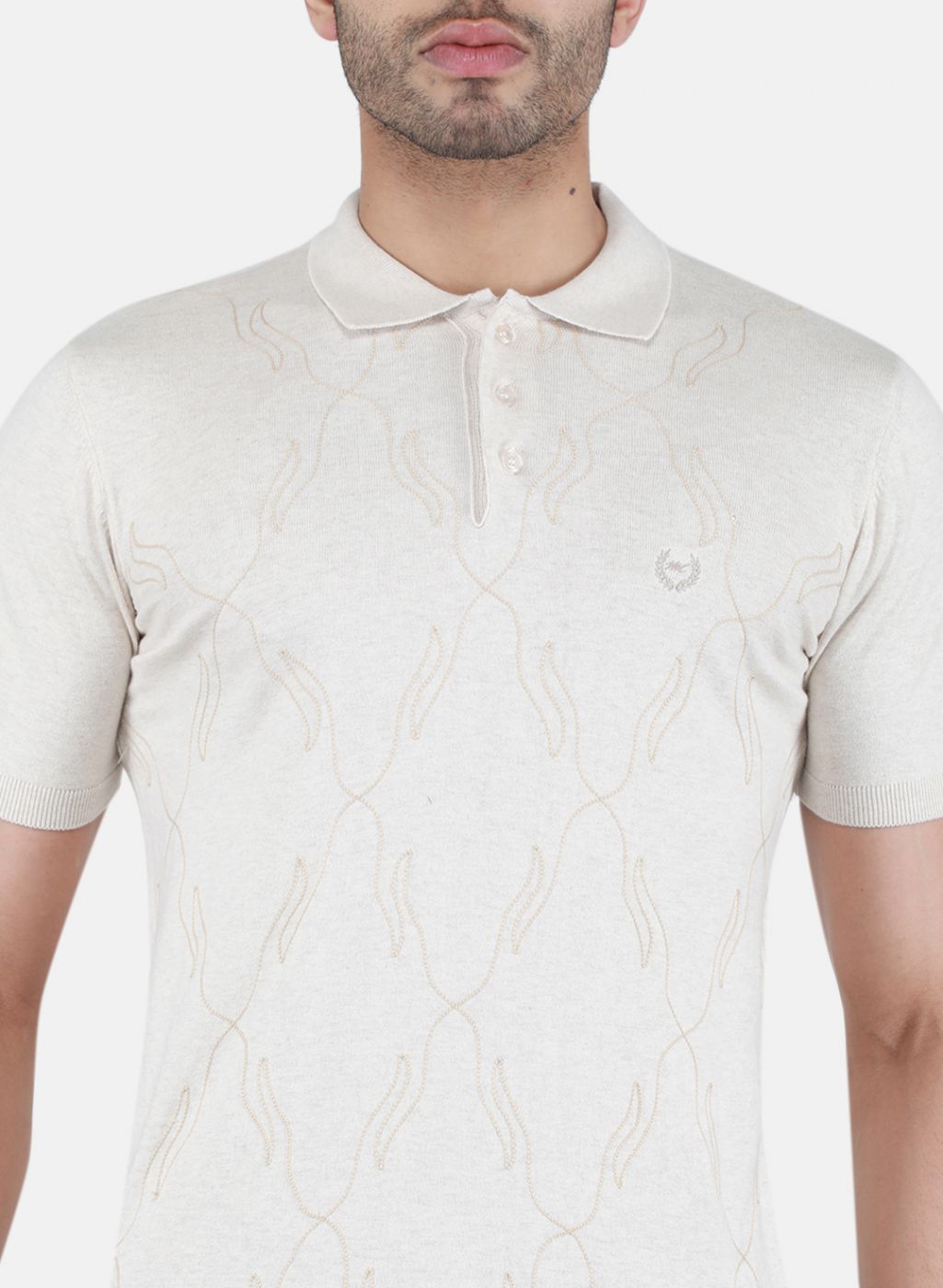 Men Beige Solid T-Shirt