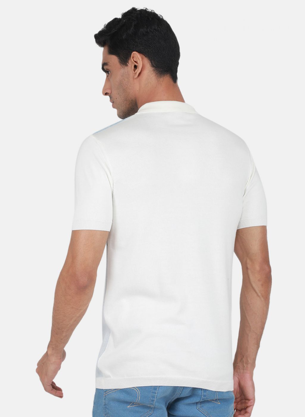 Men Off White Self Design T-Shirt