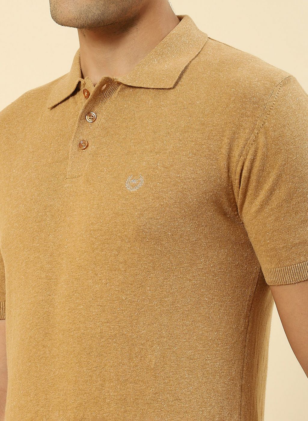 Men Camel Brown Plain T-Shirt