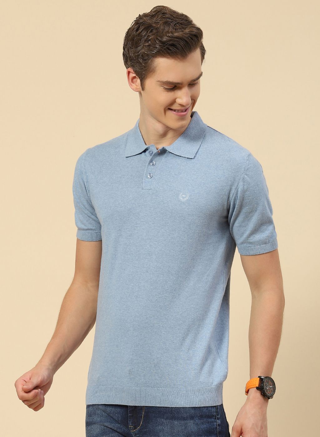 Men Blue Plain T-Shirt