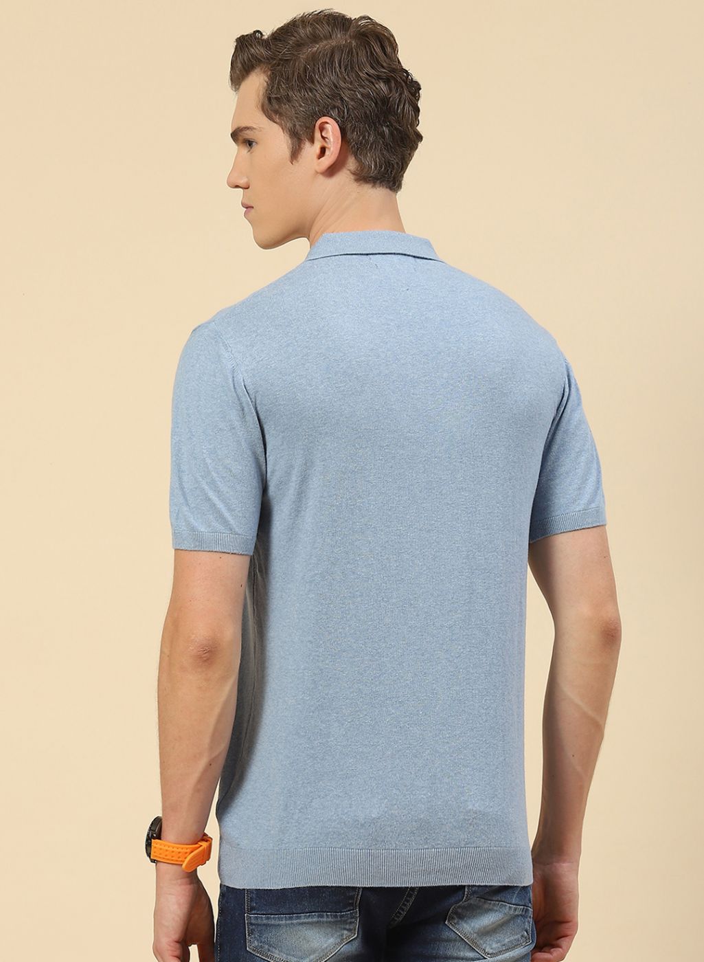 Men Blue Plain T-Shirt